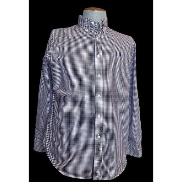 Ralph Lauren Men’s Classic Fit Button Down Shirt Sz. L Red/White/Blue Plaid - Picture 2 of 13